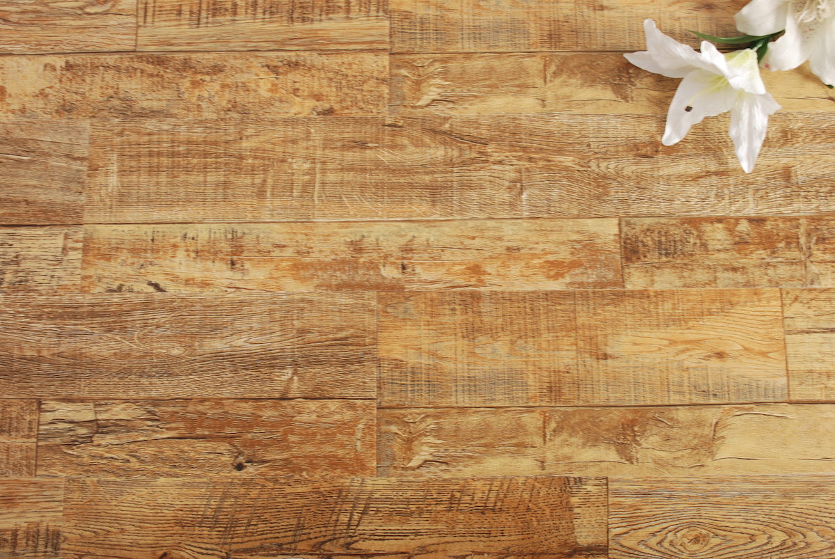 Wood-effect luxury vinyl tile flooring